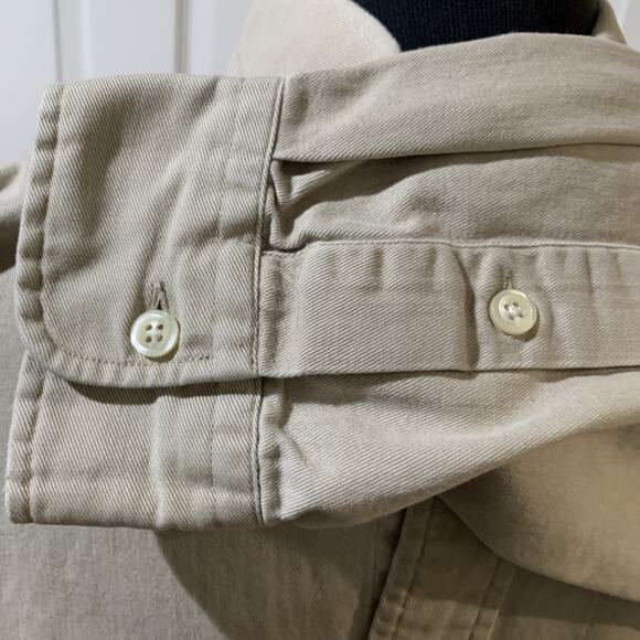 Ralph Lauren Men’s Long Sleeve Button Up Tan Shirt Size Large - Picture 3 of 4